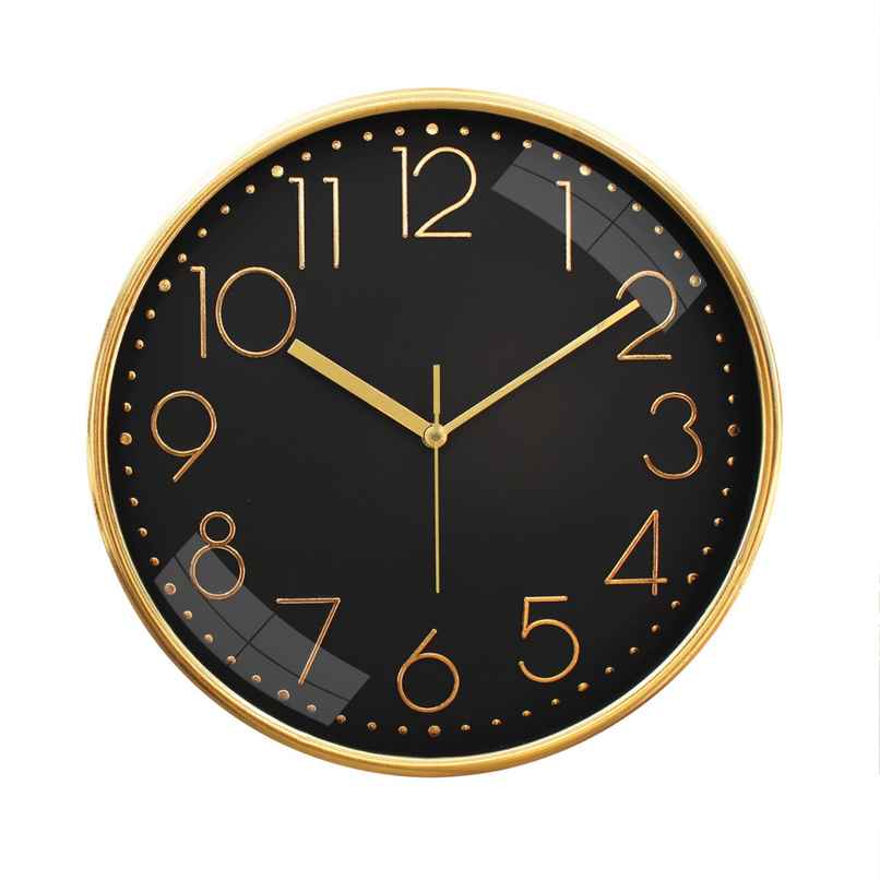Homeharmony 12 Inch Modern Plastic Stylish Non Ticking Silent Analog Wall Clock - Balck and Gold Homeharmony 12 Inch Modern Plastic Stylish Non Ticking Silent Analog Wall Clock - Balck and Gold