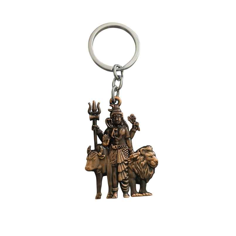 Samsidhi Pooja Lord Shiva Parvati Ardhanareswar Double Sided Metal Keychain| Assorted