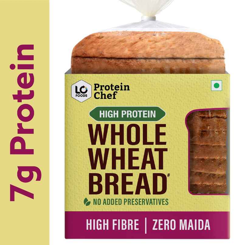 Protein Chef High Fibre 100% Whole Wheat Bread (Zero Maida) - Atta Bread Made MP Sharbati Wheat