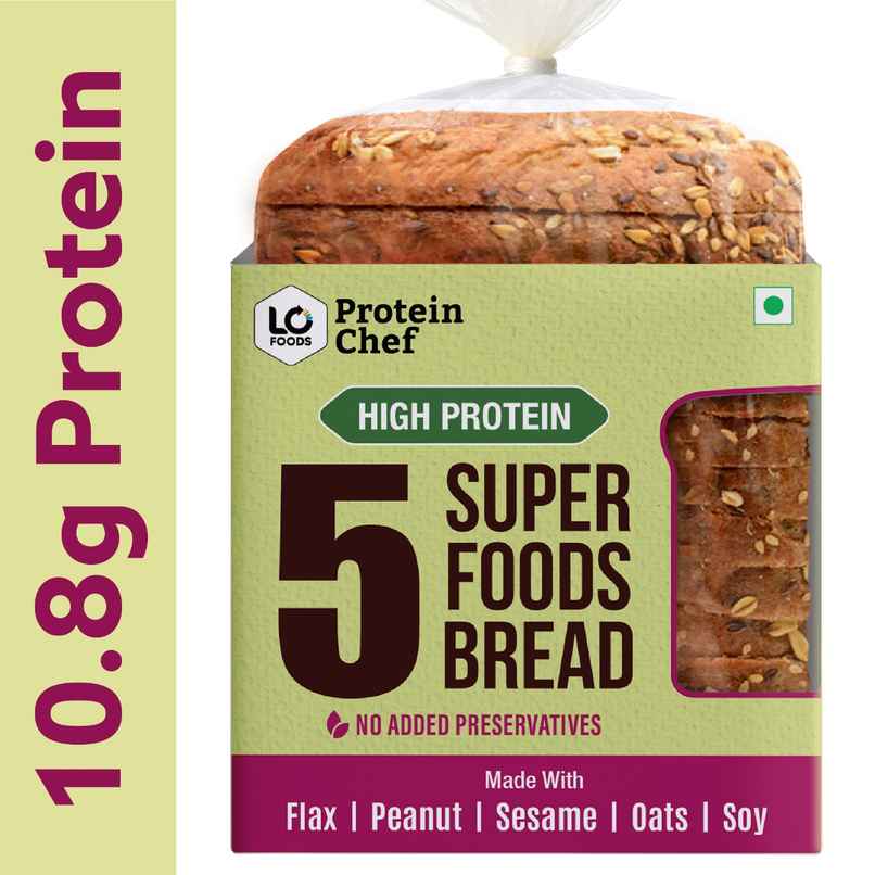 Protein Chef 5 Super Foods Multigrain Brown Bread (Zero Maida, High Protein) Made with MP Sharbati