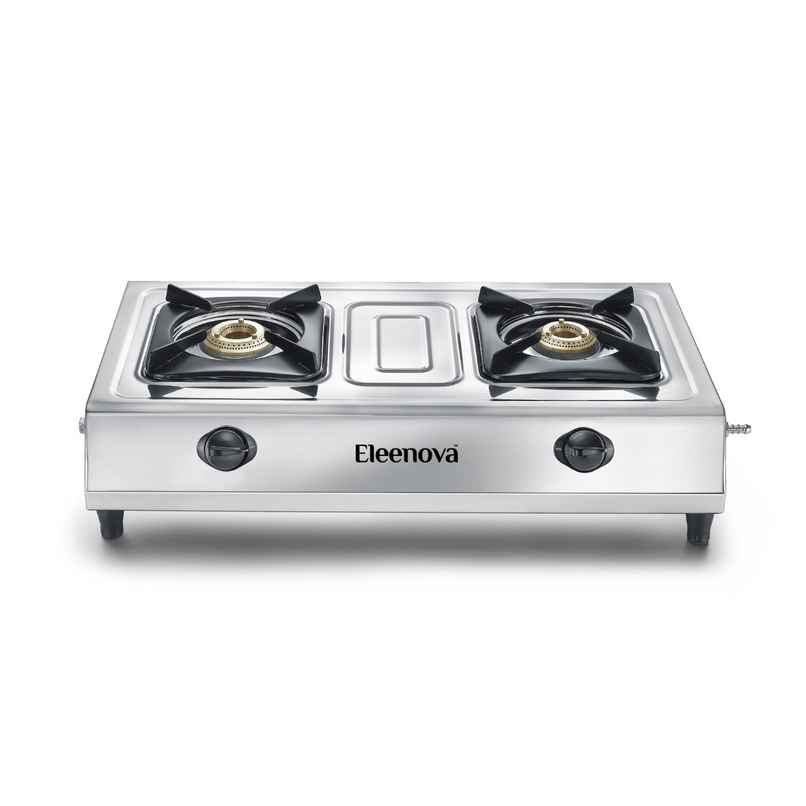 Eleenova Majesty Stainless Steel Gas Stove With 2 Brass Burners Eleenova Majesty Stainless Steel Gas Stove With 2 Brass Burners