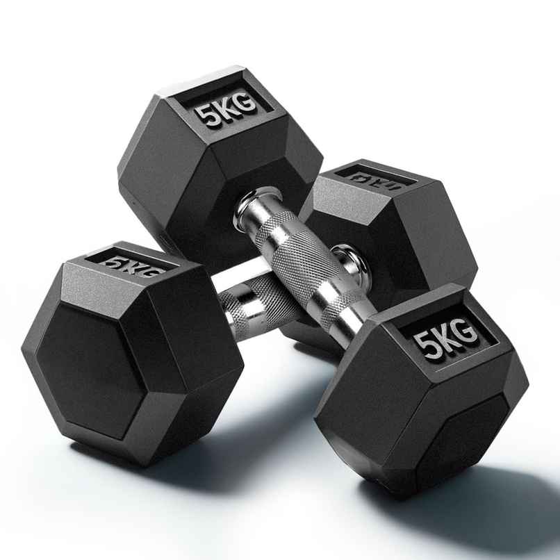 Slovic 5kg Hexa Dumbbell Set (5kg x 2) for Home Gym & Weight Training - Anti Skid Rubber