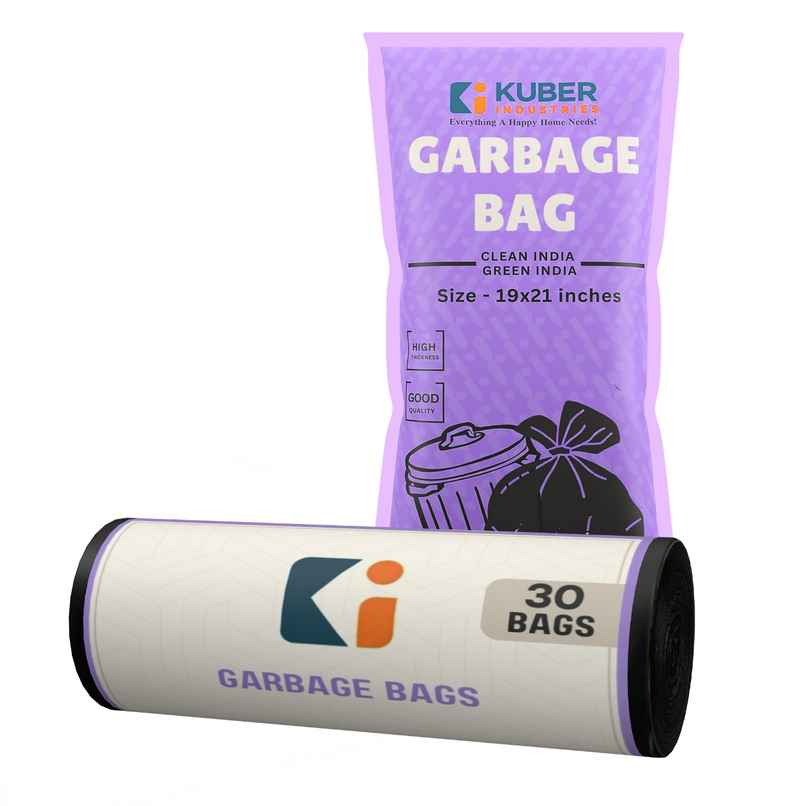 Kuber Industries 19x21 Inches Premium Garbage Bags for Dustbin | 30 Bags (1 Rolls) Black Kuber Industries 19x21 Inches Premium Garbage Bags for Dustbin | 30 Bags (1 Rolls) Black