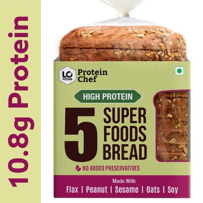 Protein Chef 5 Super Foods Multigrain Brown Bread (Zero Maida, High Protein) Made with MP Sharbati