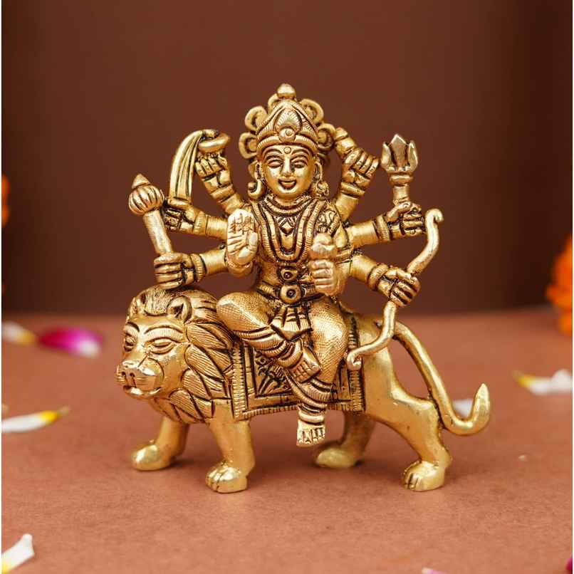 Servdharm Sherawali Mata Brass Statue | 4 Inch