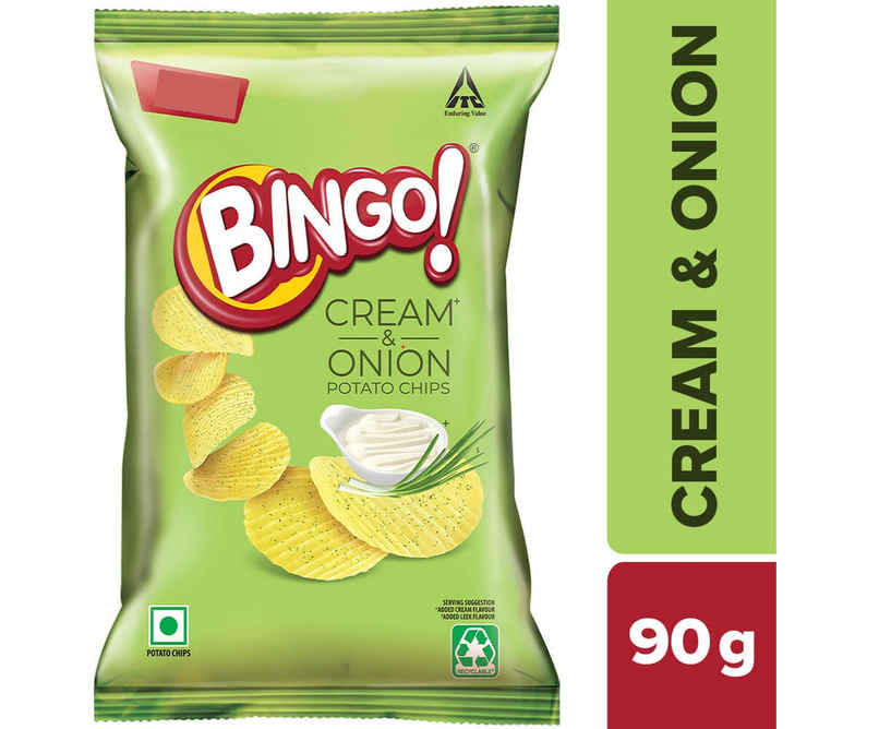 Bingo! Potato Chips - Cream & Onion Chips - Crispy & Crunchy Chips Pack for Snacks