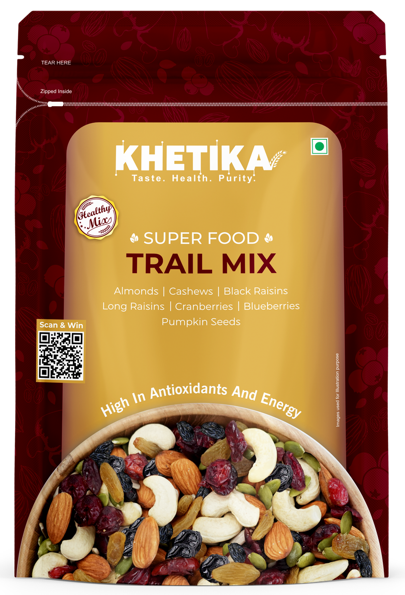 Khetika Trail Mix Dry Fruit- Almonds, Cashews, Cranberries, Blueberries, Black Raisin, Long Raisin, Pumpkin seeds Khetika Trail Mix Dry Fruit- Almonds, Cashews, Cranberries, Blueberries, Black Raisin, Long Raisin, Pumpkin seeds