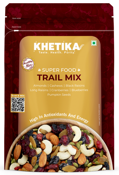 Khetika Trail Mix Dry Fruit- Almonds, Cashews, Cranberries, Blueberries, Black Raisin, Long Raisin, Pumpkin seeds Khetika Trail Mix Dry Fruit- Almonds, Cashews, Cranberries, Blueberries, Black Raisin, Long Raisin, Pumpkin seeds