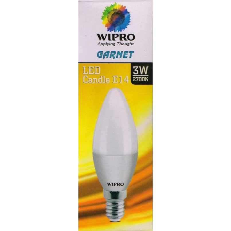 Wipro Garnet 3W LED Candle Bulb | E14 Base | Warm White (2700 K)