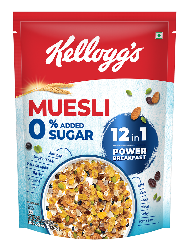 Kellogg's Muesli 0% Added Sugar | 12-in-1 Power Breakfast | India's No. 1 Muesli