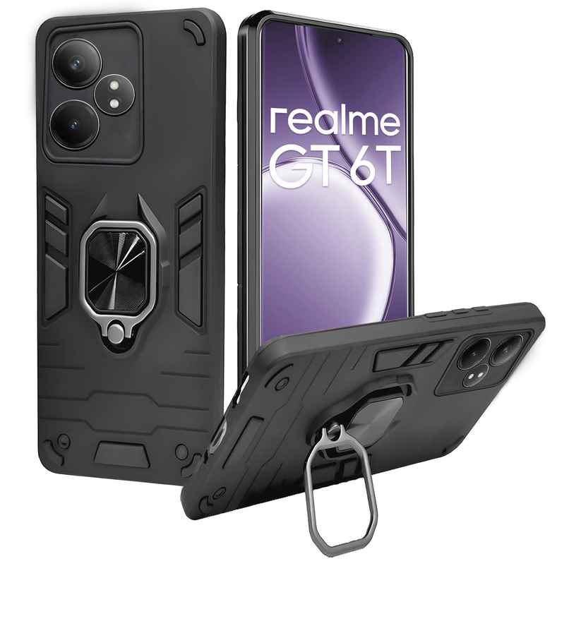 Artistque Case for Realme Gt 6 / Gt 6t Back Cover - Ring Stand Armor Cover