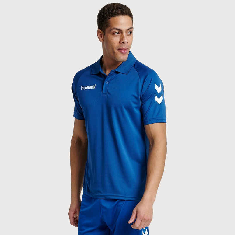 hummel Men's Core functional Polo Neck Solid Regular Fit Gym T-shirt | True Blue - L hummel Men's Core functional Polo Neck Solid Regular Fit Gym T-shirt | True Blue - L