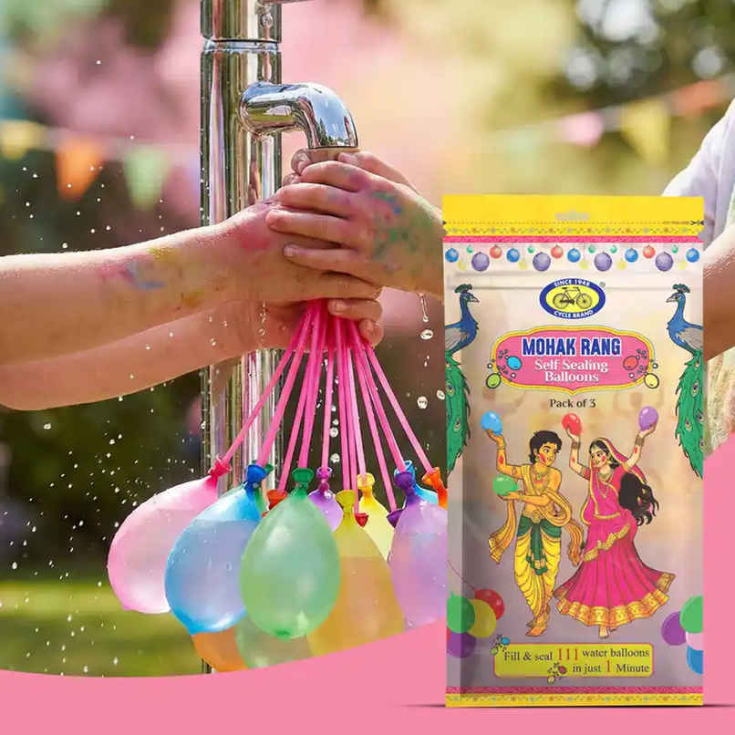 Mohak Rang Holi Self Sealing Water Balloons | Pack of 111 | Cycle Mohak Rang Holi Self Sealing Water Balloons | Pack of 111 | Cycle