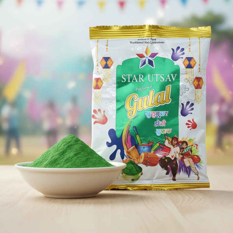 Utsav Perfumed Holi Gulal | Green | Non Toxic | Star