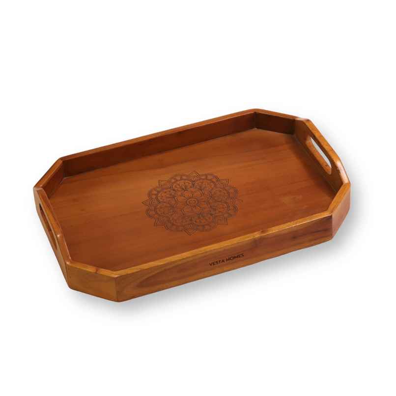 Vesta Homes Acacia Wood Serving Rectangular Tray For Home | Kitchen Organizer