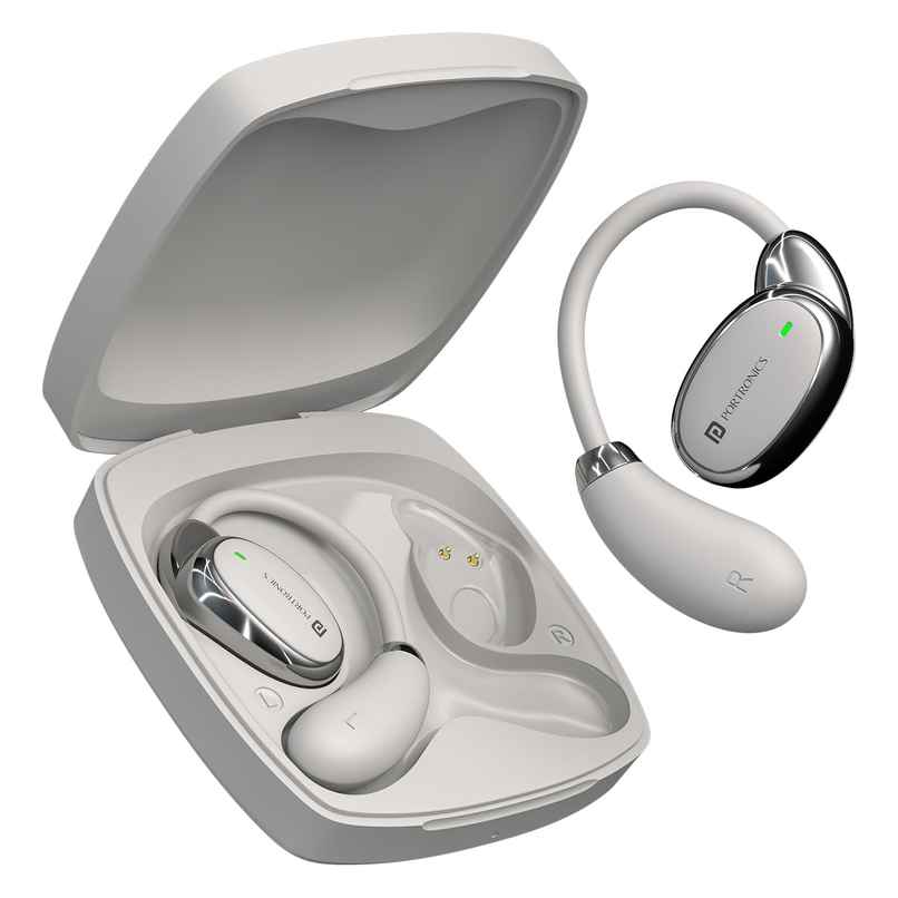 Portronics Harmonics Twins 31 Over Ear OWS Smart Wireless Earbuds | BT 5.4V | Beige