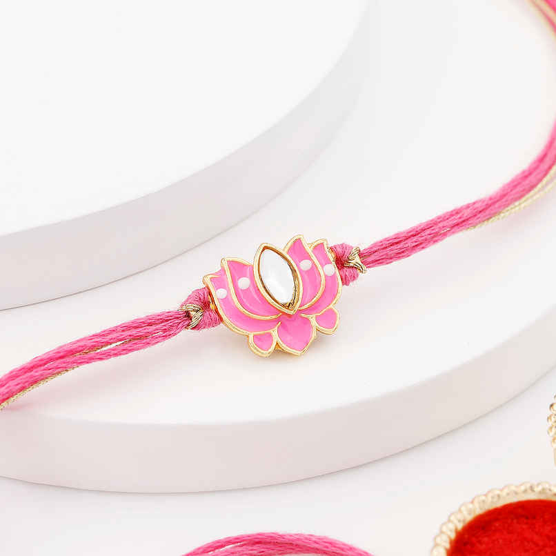 Stone Pink Lotus Rakhi (IGP)