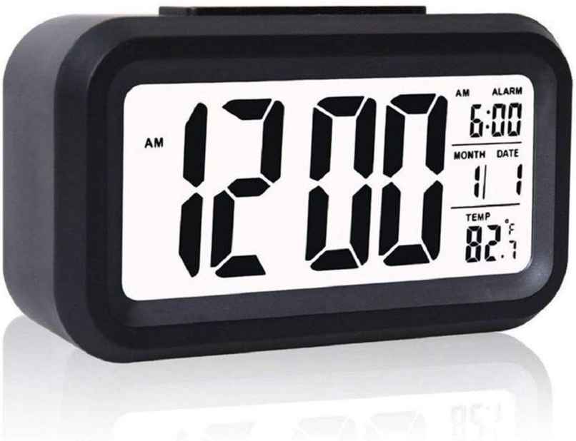 Perpetual Automatic Sensor, Time, Date & Temperature Clock | Black - 9 x 5 cm