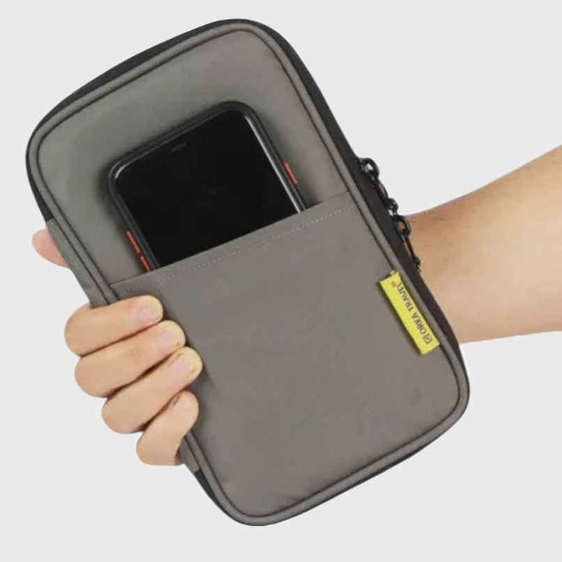 ORKA Unisex Solid Polyester Passport Holder | Grey