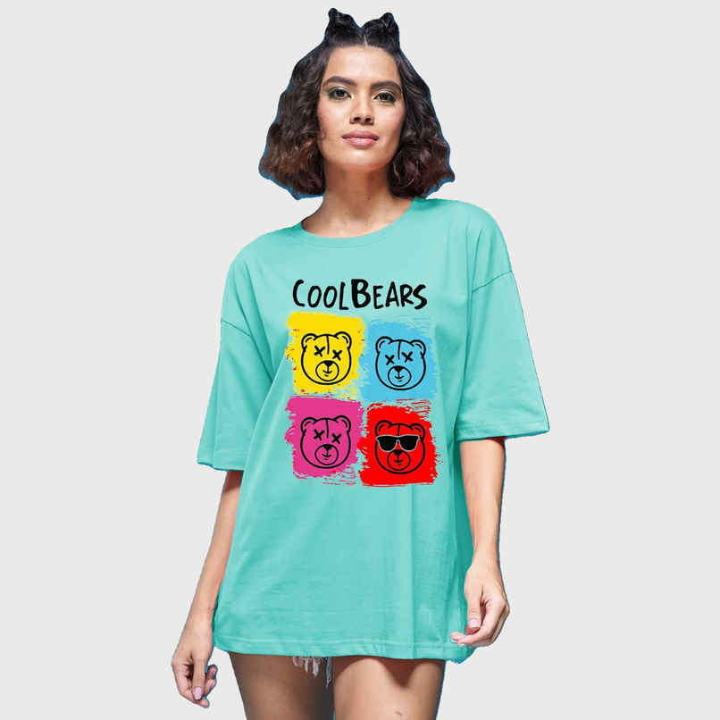 Smartees Womens Oversize Printed T-shirt | WW - 2048 | Sea Green - M Smartees Womens Oversize Printed T-shirt | WW - 2048 | Sea Green - M
