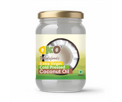 OKO Wholefoods Extra Virgin Coconut Oil | Cold Pressed & Unrefined | Glass Bottle