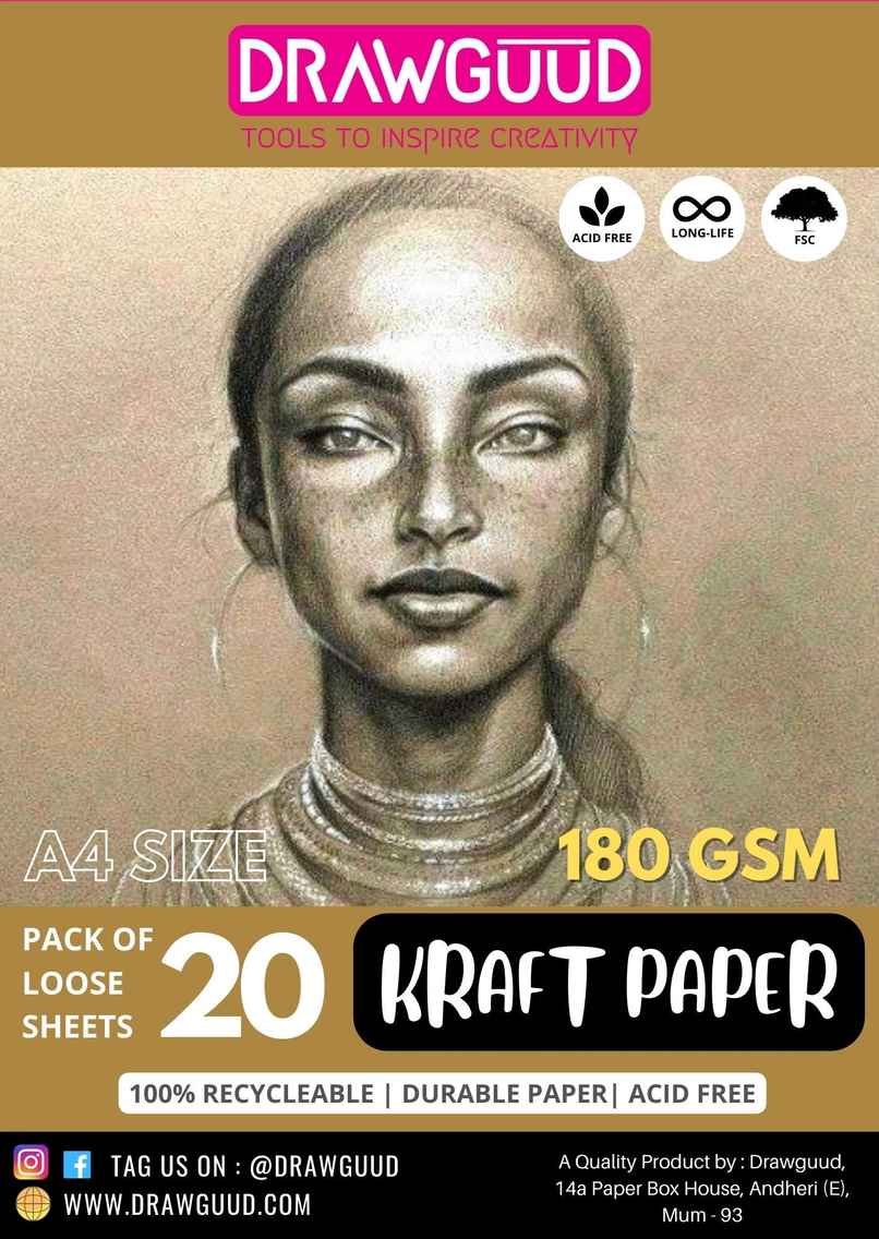 Drawguud Kraft Paper 180Gsm A4 8.3X11.7 In Pack Of 20