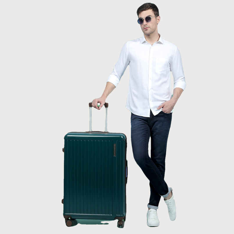 Move-Meant Travel Fun Cabin Suitcase Olive | 8 Wheels | Polycarbonate Trolley Bag with Number Lock - 55 cm