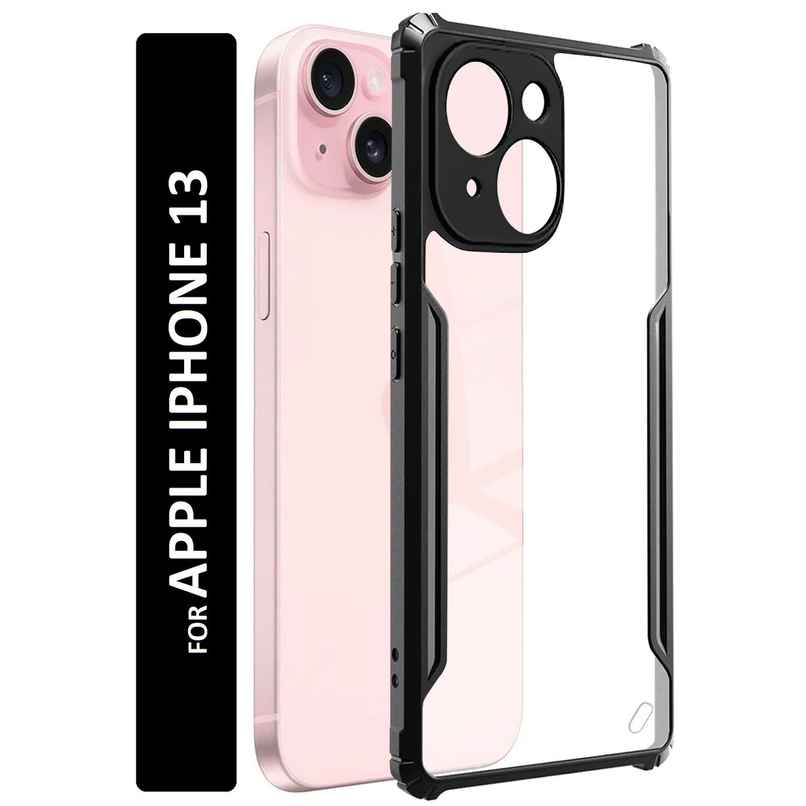 Kwine Case Apple Iphone 13 Back Cover - Black Bordered Transparent Case