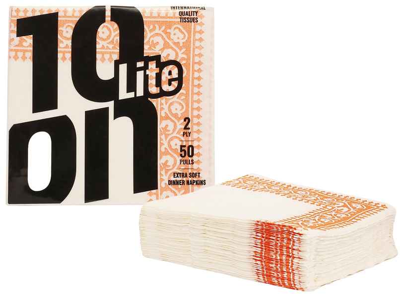 10'ON Tissues Lite Extra Soft Printed Napkins - 50 Pulls - 2 Ply