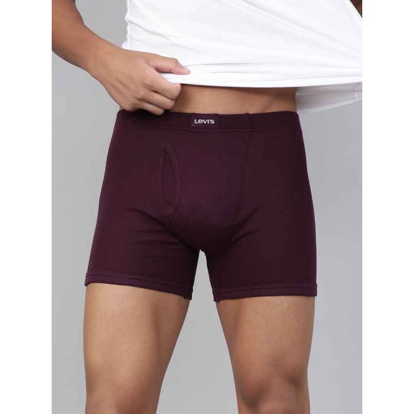 Levi's Men Pure Cotton Long Length Trunk | Ultrasoft Natural Hand Feel Waistband | Wine - M