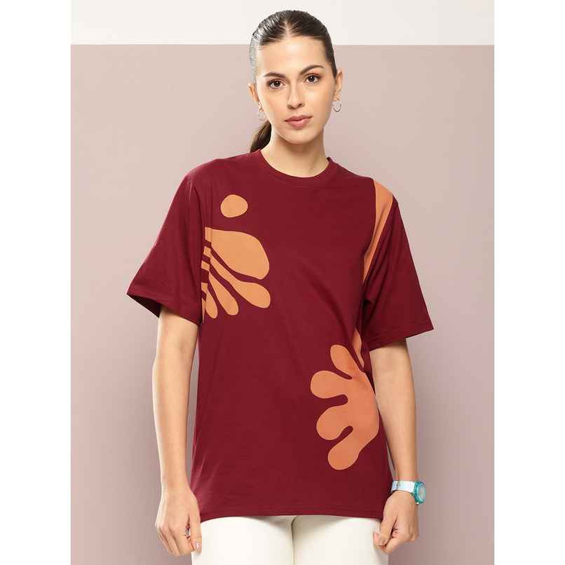 Dillinger Women's Oversized Printed T-shirt | WMNCR416MRN | Maroon - S