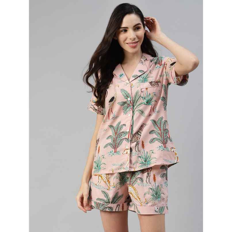 Divena Cotton Floral Print Women's Night Suit | DK0220 | Pink - L Divena Cotton Floral Print Women's Night Suit | DK0220 | Pink - L