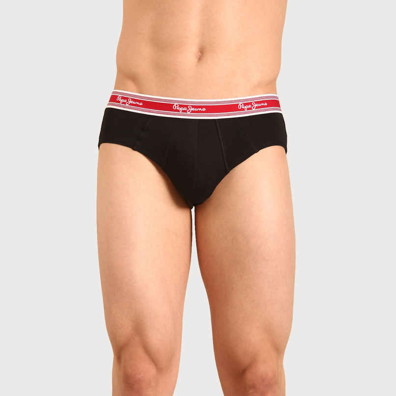 Pepe Jeans Mens Black 100% Cotton Solid Brief - Pack of 1 (M) Comfort Fit, Soft Fabric, Breathable