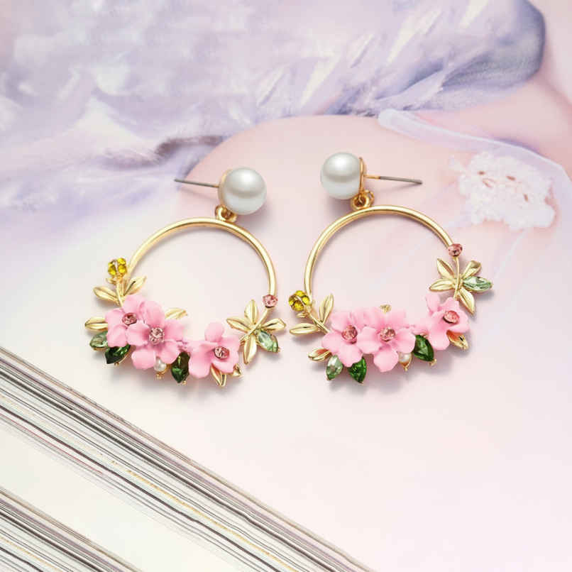 Youbella Jewellery Earrings For Women Floral Resin Earrings For Girls And Women (Pink)(Ybear - 32472)