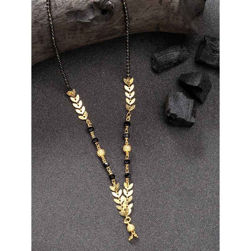NVR Women's Short Mangalsutra Designs Gold Plated & Black Beaded Mangalsutra | NVR2722 NVR Women's Short Mangalsutra Designs Gold Plated & Black Beaded Mangalsutra | NVR2722