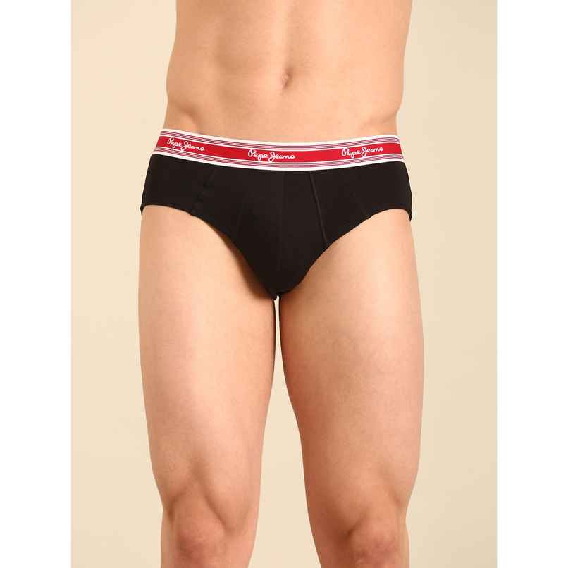 Pepe Jeans Mens Black 100% Cotton Solid Brief  - Pack of 1 (XXL) Comfort Fit, Soft Fabric