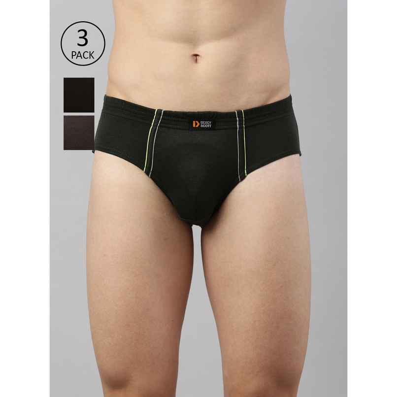 Dixcy Scott Men's Solid 100% Combed Cotton | Outer Elastic Waistband Brief | Multicolour - XL