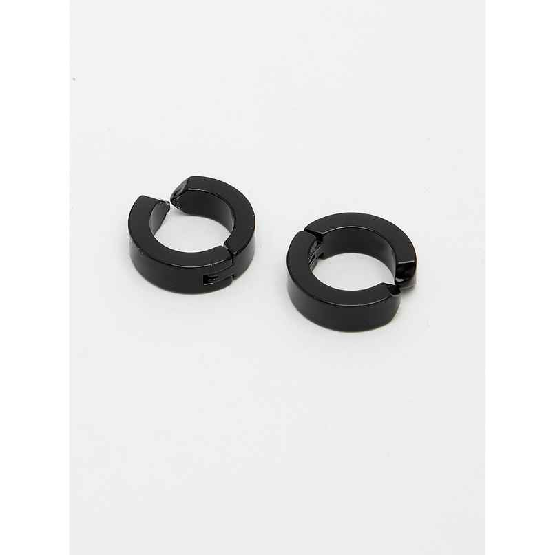 NVR Men's Black Rhodium-plated Stainless Steel Hoop Earrings | NVR2605 NVR Men's Black Rhodium-plated Stainless Steel Hoop Earrings | NVR2605
