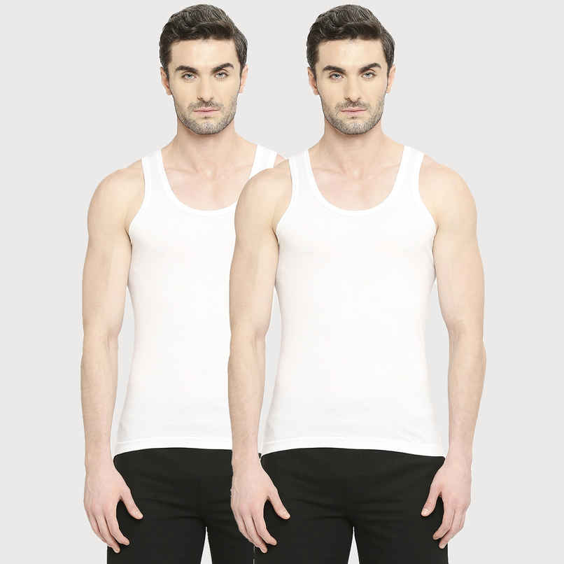 Vip Mens Vest Bonus Premium Rn | Pack of 2 | 75 cm | White