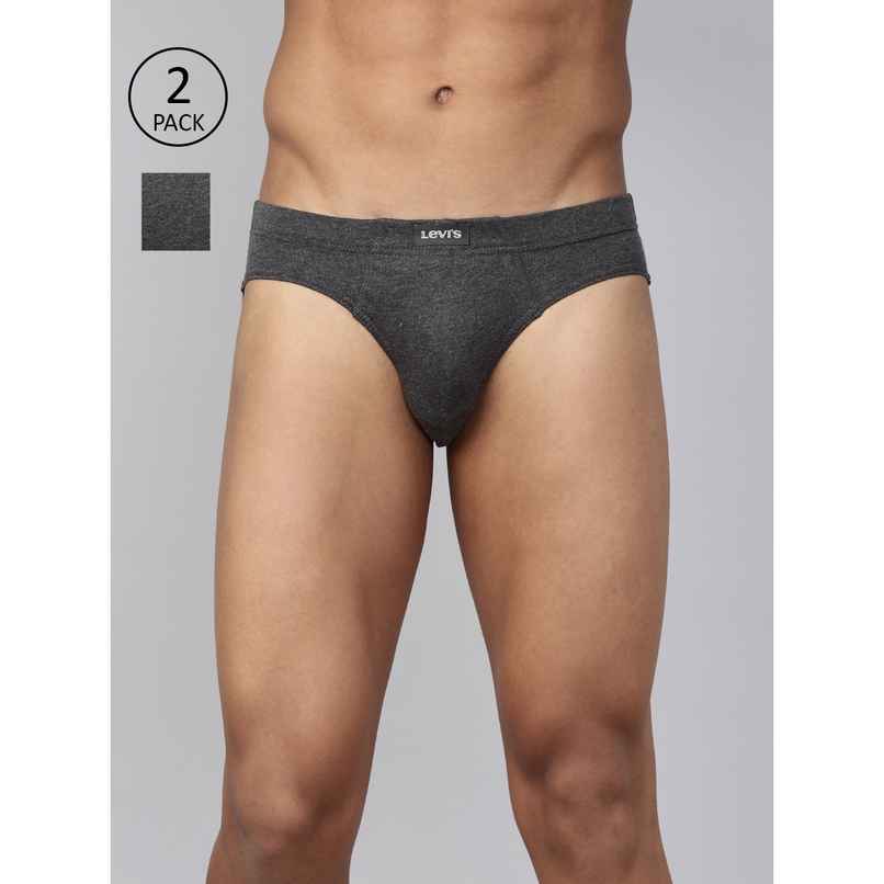 Levi's Innerwear Men's Solid Pure Cotton Brief | Dark Grey Mel and Dark Grey Mel - L