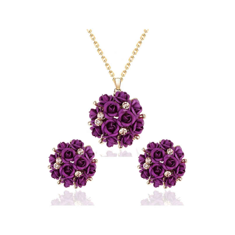 Youbella Jewellery Set With Earrings And Ring For Women And Girls (Purple)(Ybnk - 5731)