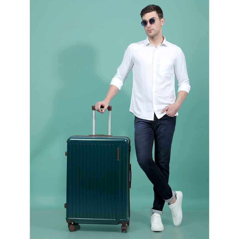 Move-Meant Travel Fun Medium Suitcase Olive | Polycarbonate Trolley | 8 Wheels, Number Lock - 66 cm