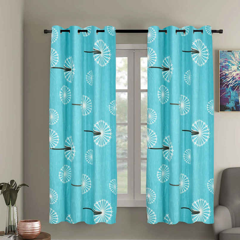BAY6 Polyester Window Curtains | Set of 2 | Windows | 5x4 ft | Light Blue