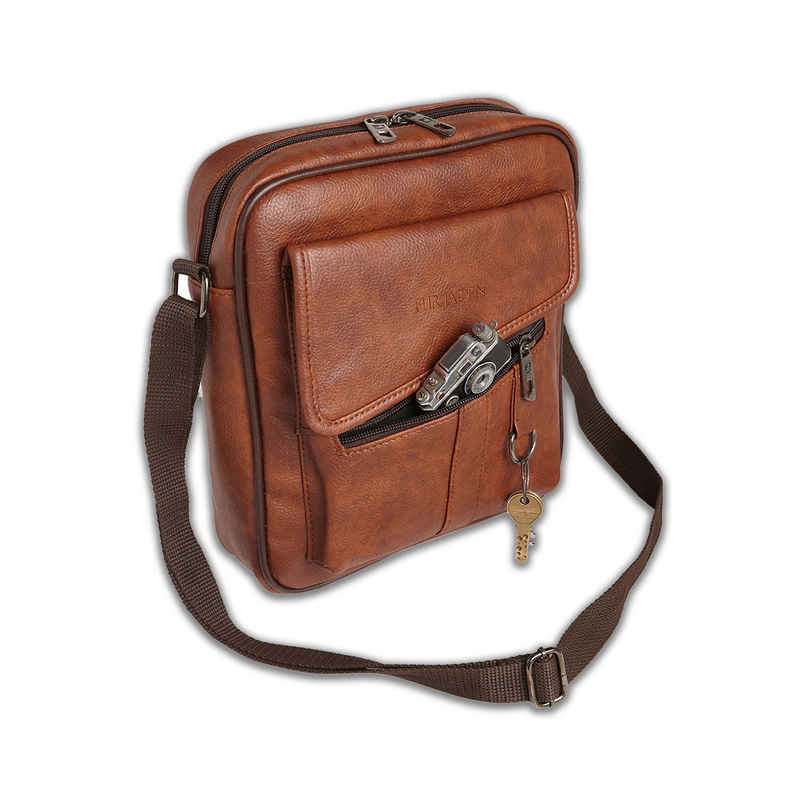 Fur Jaden Unisex Solid Vegan Leather Crossbody Bag | Tan