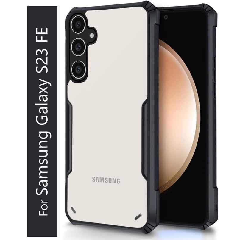 Kwine Case Samsung Galaxy S23 Fe Back Cover - Black Bordered Transparent Case