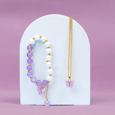 BANDHAN Friendship Band with Pendant - Crystal Mist Duo With Lavender Butterfly