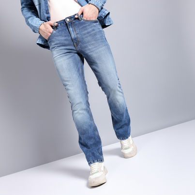 The Indian Garage Co Bootcut Solid Casual Jeans | Blue - 30 The Indian Garage Co Bootcut Solid Casual Jeans | Blue - 30