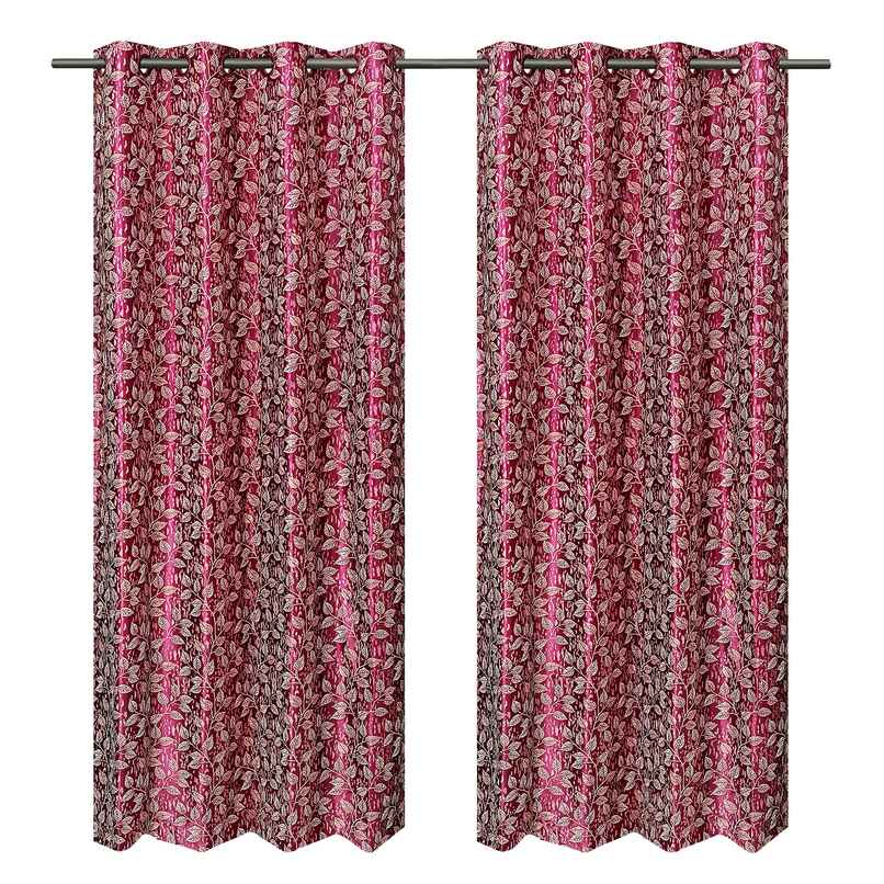 Antzco Maroon Printed Door Curtain 7 ft x 4 ft | Pack of 2 | DC06