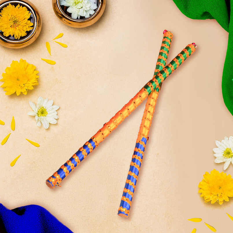 Tiranga Wooden Dandiya Sticks | Multi Colour | ServDharm Tiranga Wooden Dandiya Sticks | Multi Colour | ServDharm