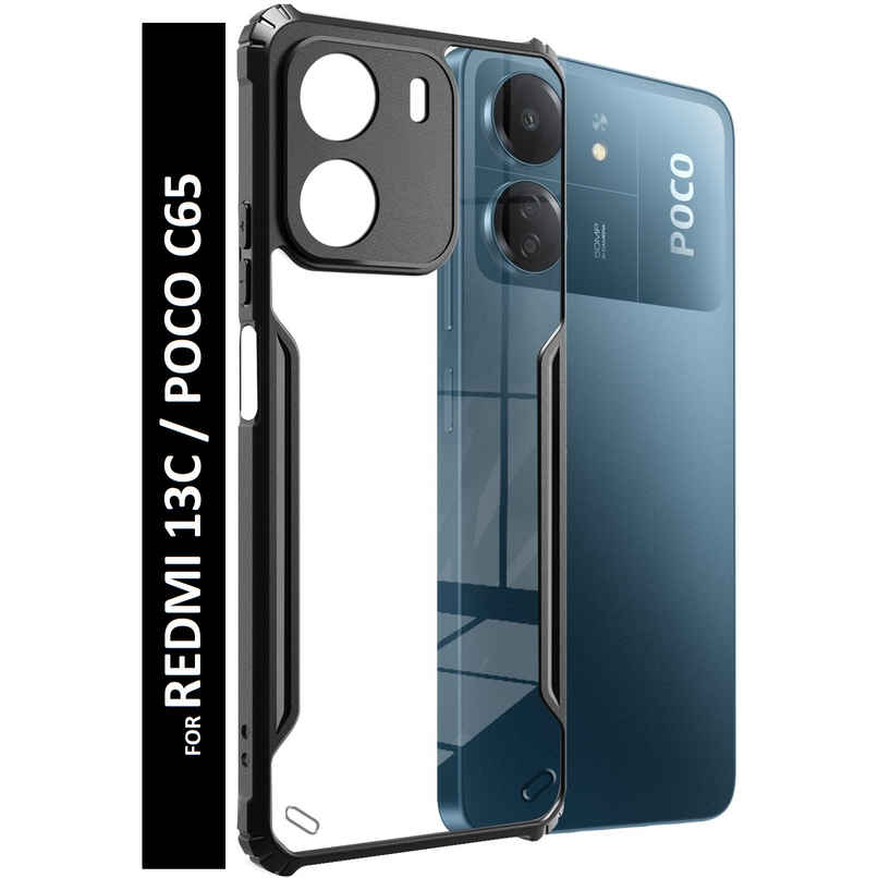 Kwine Case Redmi 13C 4G / Poco C65 Back Cover - Black Bordered Transparent Case Kwine Case Redmi 13C 4G / Poco C65 Back Cover - Black Bordered Transparent Case